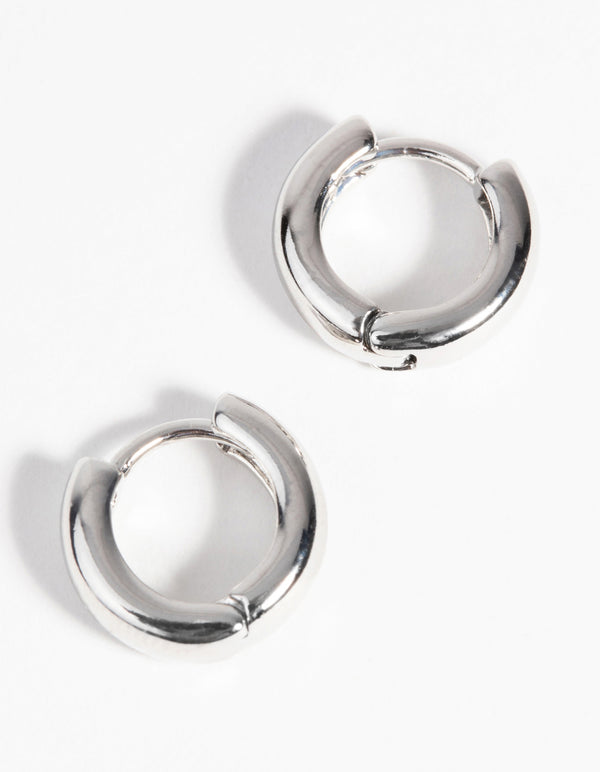 Silver Chunky Huggie Hoop Earrings