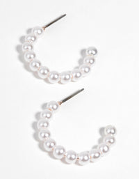 Rose Gold Pearl Hoop Earrings - link has visual effect only