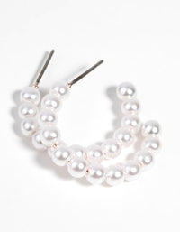 Rose Gold Pearl Hoop Earrings - link has visual effect only