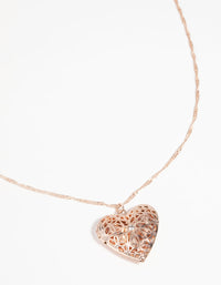 Rose Gold Diamante Heart Locket Necklace - link has visual effect only