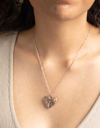 Rose Gold Diamante Heart Locket Necklace - link has visual effect only