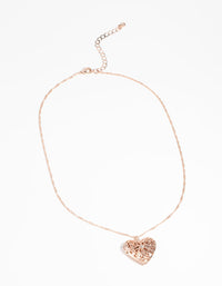 Rose Gold Diamante Heart Locket Necklace - link has visual effect only