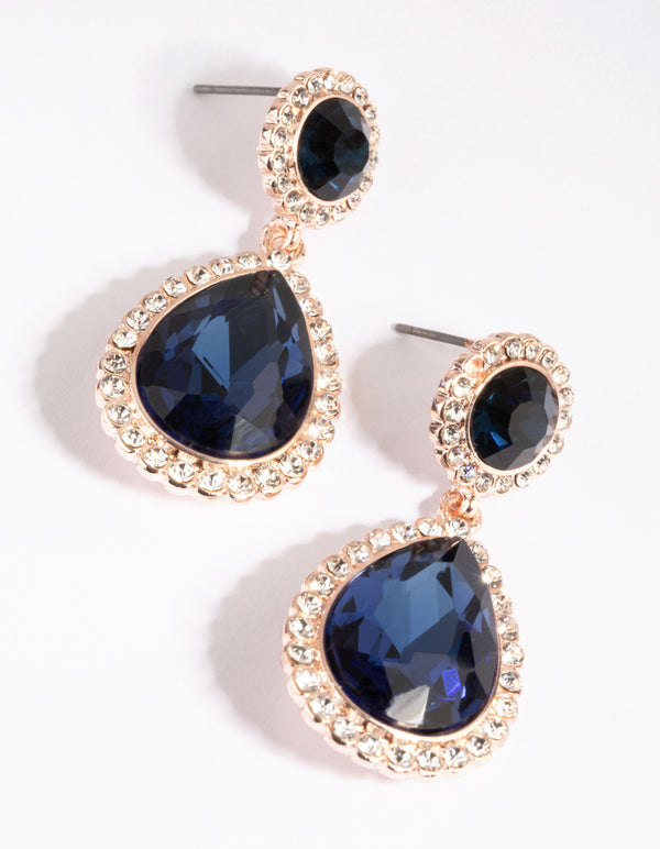 Navy Classic Teardrop Earrings