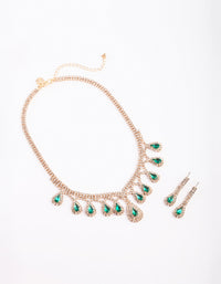 Gold Teardrop Necklace & Earrings Set - link has visual effect only