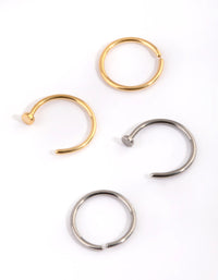 Titanium Plain Nose Stud & Ring 4-Pack - link has visual effect only