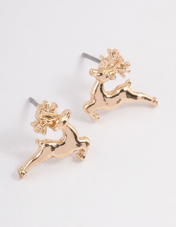 Festive Prancing Reindeer Stud Earring Pack