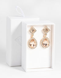 Gold Diamond Simulant Oval Drop Earrings - link has visual effect only