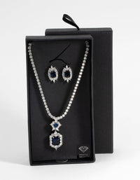 Sapphire Diamond Simulant Vintage Necklace & Earrings Set - link has visual effect only