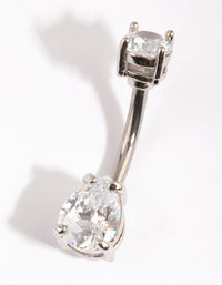 Titanium Pear Diamante Belly Bar - link has visual effect only