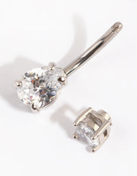 Titanium Pear Diamante Belly Bar - link has visual effect only