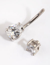 Titanium Pear Diamante Belly Bar - link has visual effect only