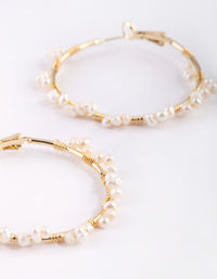 Gold Plated Hoop Earrings with Freshwater Pearls - link has visual effect only