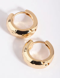 Gold Plated Hammered Huggie Hoop Earrings - link has visual effect only