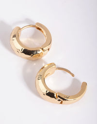 Gold Plated Hammered Huggie Hoop Earrings - link has visual effect only