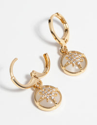 Gold Plated Star Huggie Hoop Earrings - link has visual effect only