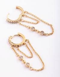 Gold Plated Huggie Hoop Earrings with Diamante - link has visual effect only