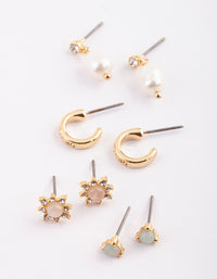 Gold Plated Earrings Pack with Freshwater Pearls - link has visual effect only