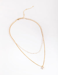 Gold Plated Necklace with Clear Stones - link has visual effect only