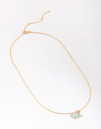 Gold Plated Charm Necklace with Freshwater Pearls - link has visual effect only