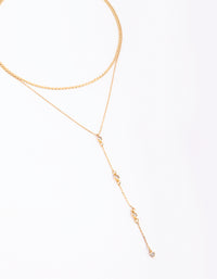 Gold Plated Lariat Necklace Set - link has visual effect only