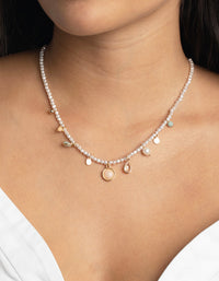 Gold Plated Charm Necklace with Freshwater Pearls - link has visual effect only