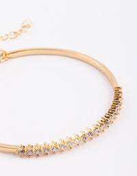 Gold Plated Baguette Bangle with Cubic Zirconia - link has visual effect only