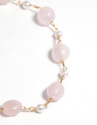 Gold Plated Bracelet with Rose Quartz - link has visual effect only