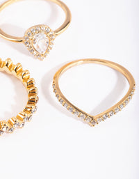 Gold Plated Teardrop Halo Ring - link has visual effect only