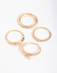 Gold Plated Mixed Shape Ring Stack 4-Pack - link has visual effect only