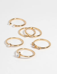 Gold Plated Ring Stack 6-Pack with Freshwater Pearls - link has visual effect only