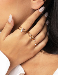 Gold Plated Ring Stack 6-Pack with Freshwater Pearls - link has visual effect only