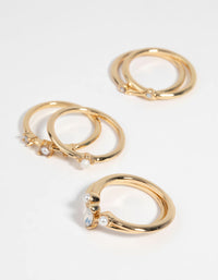 Gold Plated Ring Stack 6-Pack with Freshwater Pearls - link has visual effect only