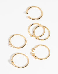 Gold Plated Ring Stack 6-Pack with Freshwater Pearls - link has visual effect only