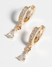 Gold Huggie Hoop Earrings with Cubic Zirconia - link has visual effect only