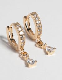 Gold Huggie Hoop Earrings with Cubic Zirconia - link has visual effect only