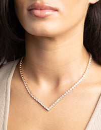 Gold Cubic Zirconia Point Necklace - link has visual effect only