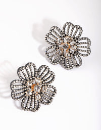 Matte Diamante Flower Stud Earrings - link has visual effect only