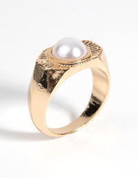 Gold Hexagon Pearl Ring - link has visual effect only