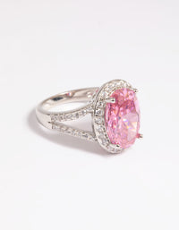 Silver Pink Cubic Zirconia Ring - link has visual effect only