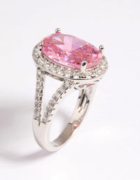 Silver Pink Cubic Zirconia Ring - link has visual effect only