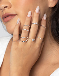 Silver Pearl & Diamante Ring 9-Pack - link has visual effect only