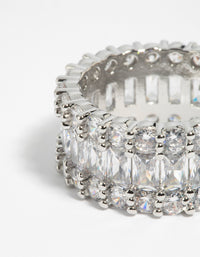 Rhodium Baguette Cubic Zirconia Ring - link has visual effect only