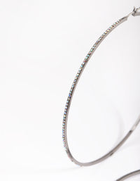 Gunmetal Hoop Earrings with Diamantes - link has visual effect only