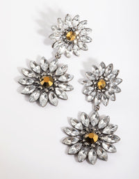 Gunmetal Sunflower Drop Earrings - link has visual effect only