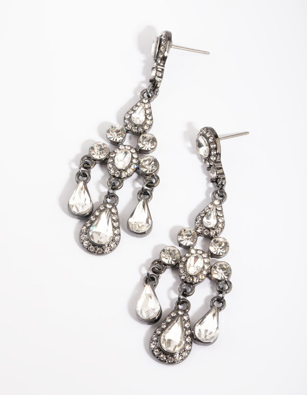 Gunmetal Vintage Chandelier Drop Earrings