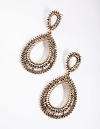 Antique Gold Diamante Teardrop Earrings - link has visual effect only