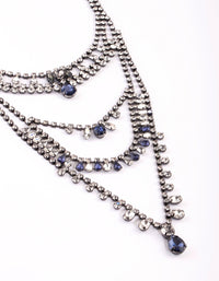 Gunmetal Diamante Layered Necklace - link has visual effect only