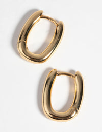 Gold Plated Oval Huggie Hoop Earrings - link has visual effect only