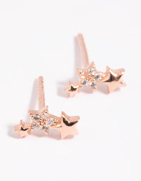 Rose Gold Plated Sterling Silver Star Stud Earrings - link has visual effect only