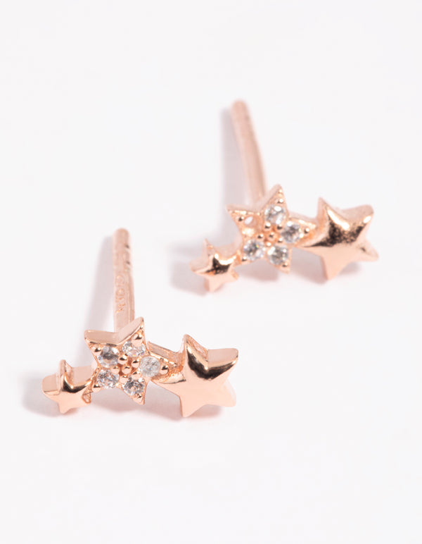 Rose Gold Plated Sterling Silver Star Stud Earrings